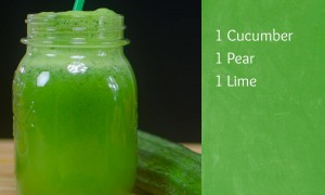 Enjoy the health benefits of cucumber, lime and pear